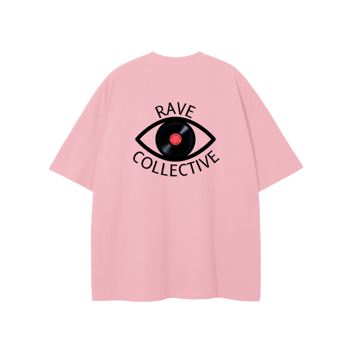 Pink Oversized Unisex Rave T-Shirt - Black on Pink