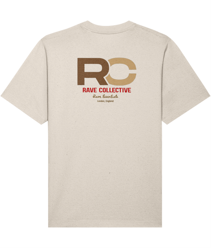 Stone oversized signature rave t-shirt with RC logo back print in red and blue, back view