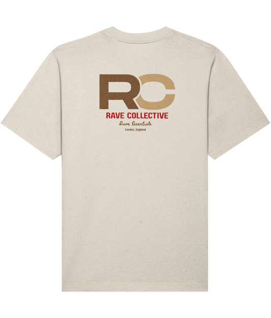 Stone oversized signature rave t-shirt with RC logo back print in red and blue, back view