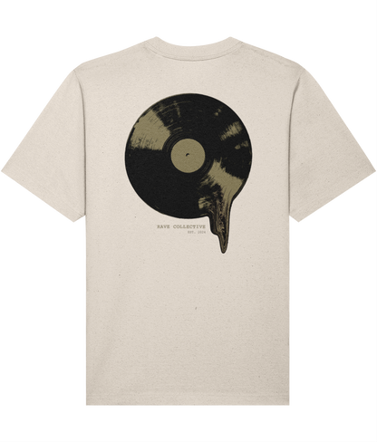 Stone oversized vinyl rave t-shirt with vinyl record back print, back view