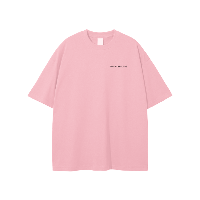 Pink Oversized Unisex Rave T-Shirt - Black on Pink