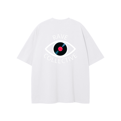 White Oversized Unisex Rave T-Shirt - White on White