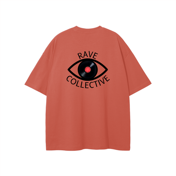 Red Oversized Unisex Rave T-Shirt - Black on Red