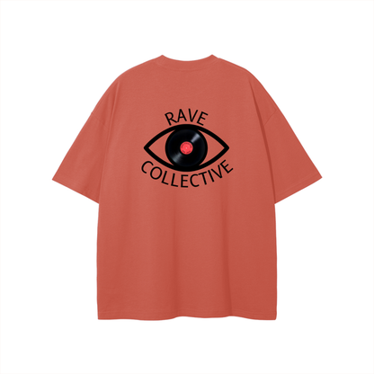 Red Oversized Unisex Rave T-Shirt - Black on Red