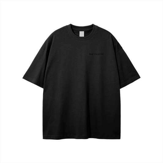 Black Oversized Unisex Rave T-Shirt - Black on Black