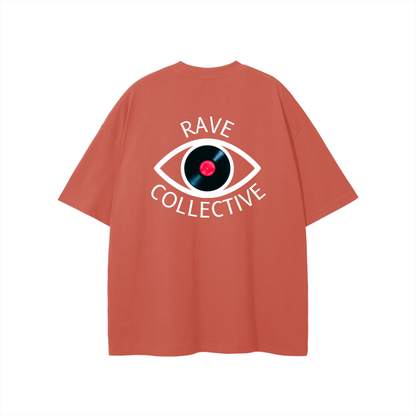 Red Oversized Unisex Rave T-Shirt - White on Red